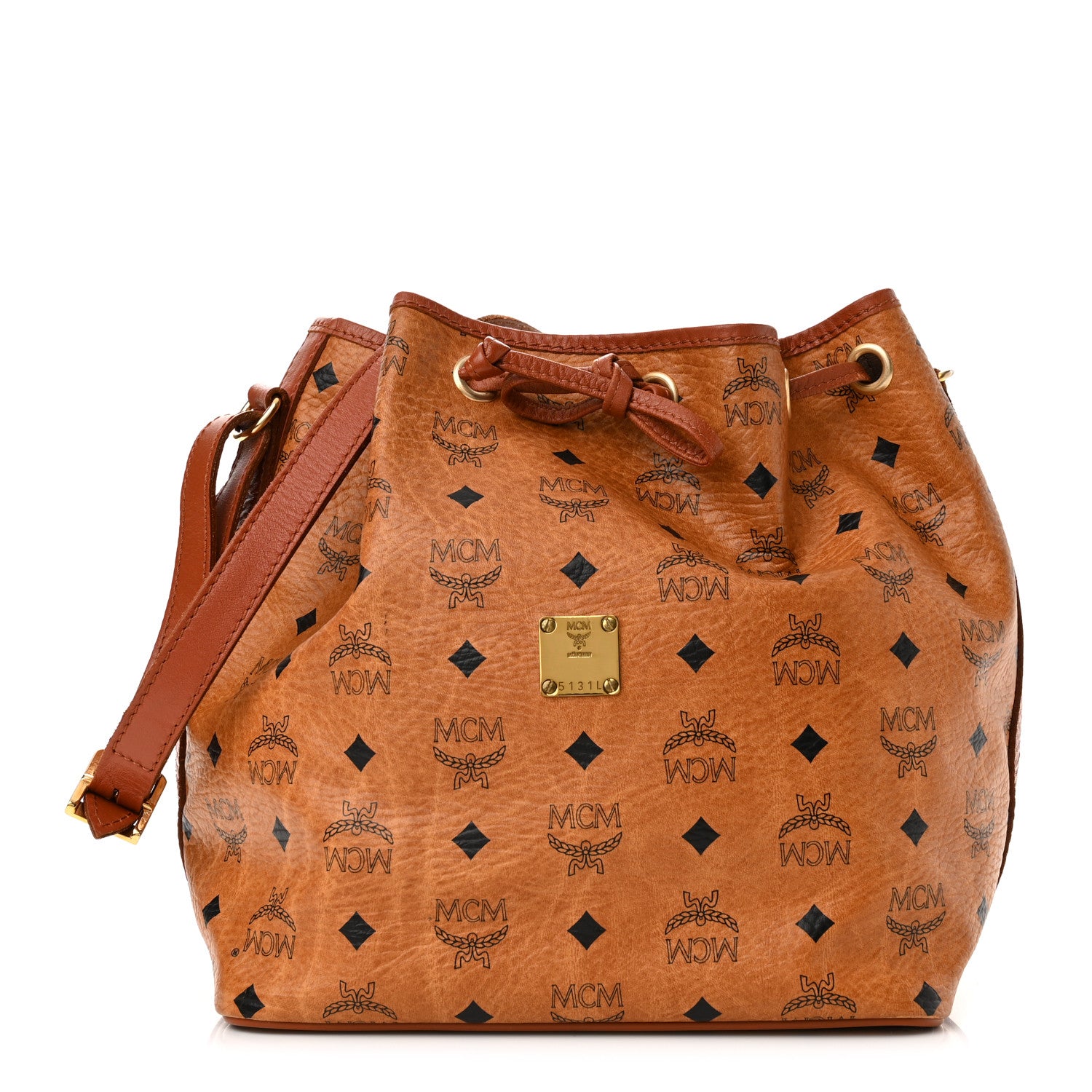 MCM Visetos Essential Drawstring Bag Cognac 1268455 – FASHIONPHILE