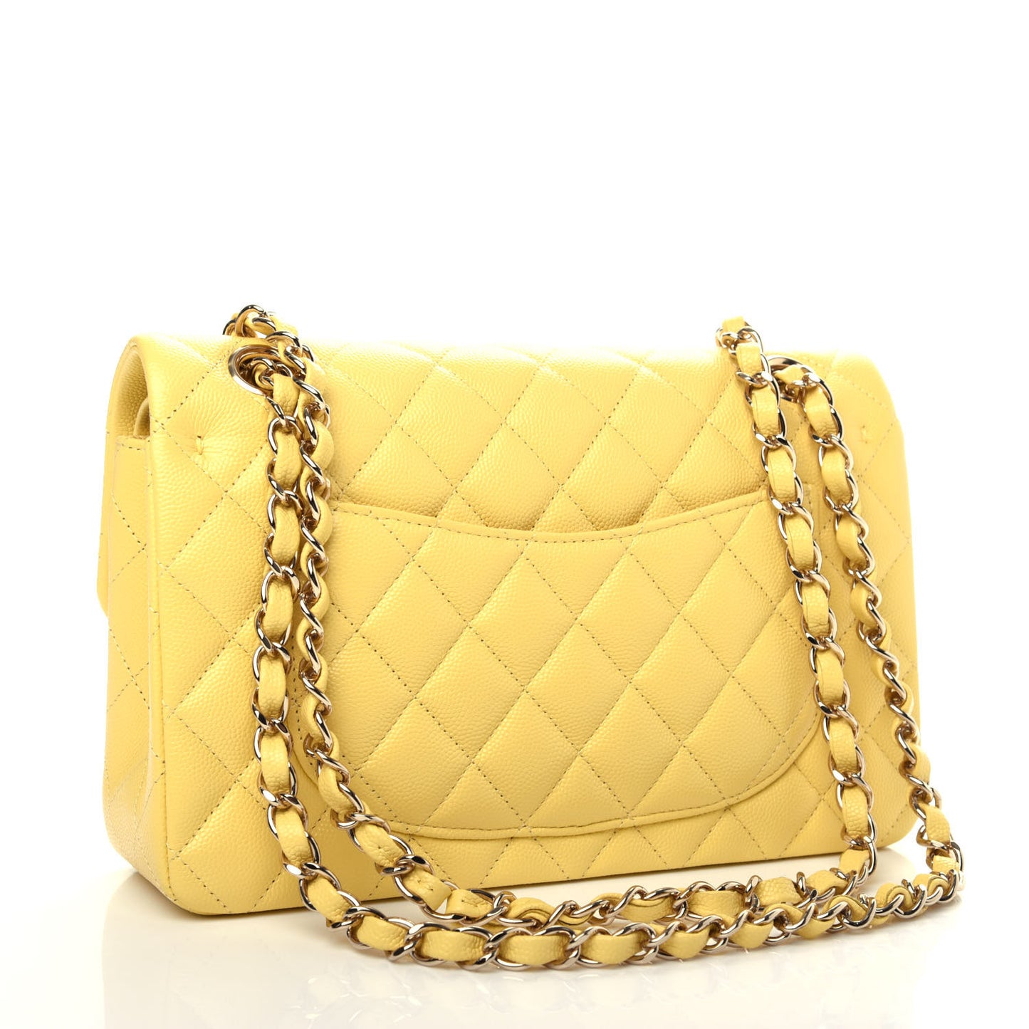 Caviar Quilted Small Double Flap Yellow
