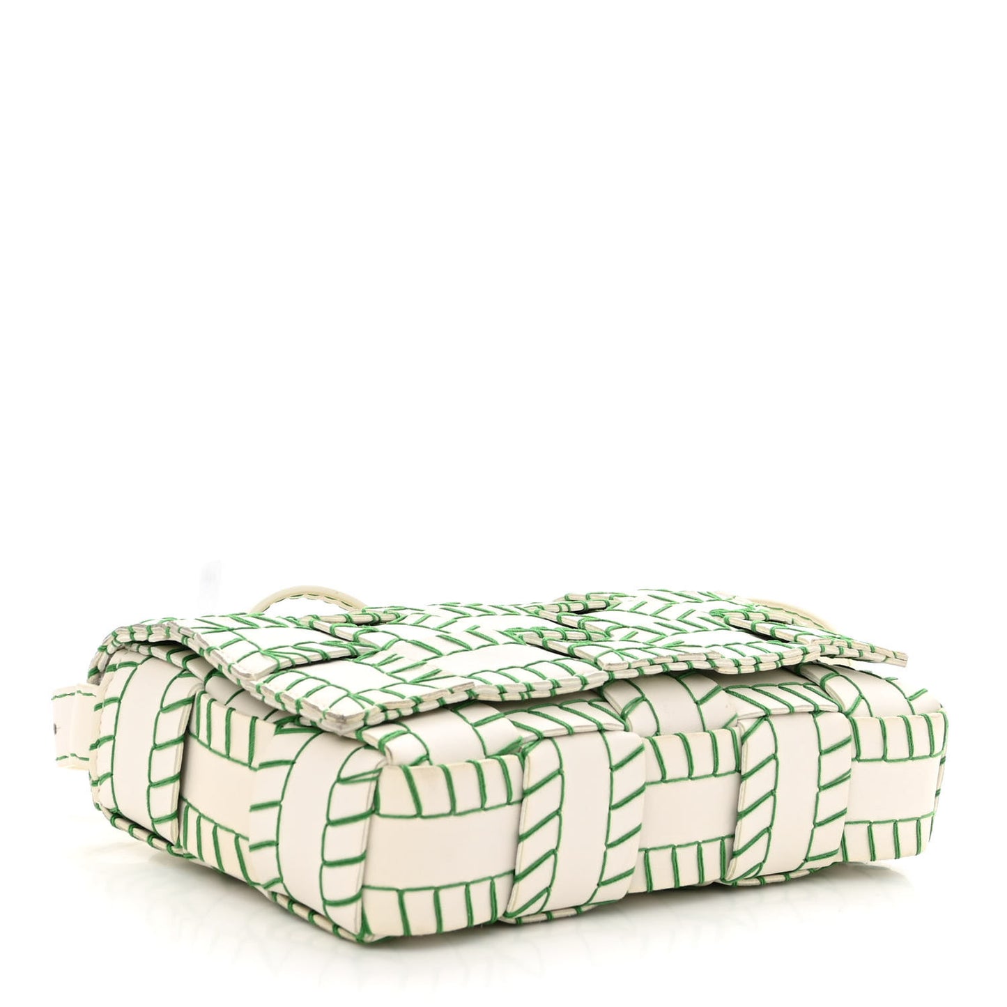 Lambskin Maxi Intreccio Overlock Stitched Cassette Crossbody Bag White Parakeet