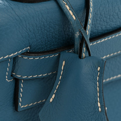 Hermes Taurillon Clemence Kelly Retourne 28 Bleu Jean 15 of 16