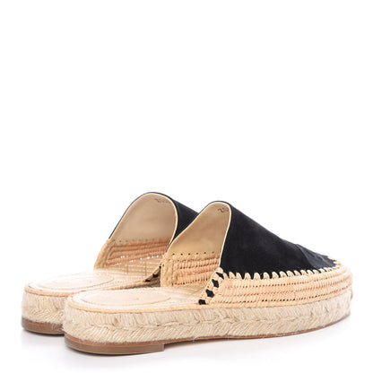 Chanel Suede Grosgrain CC Espadrille Mules 38 Black 4 of 8