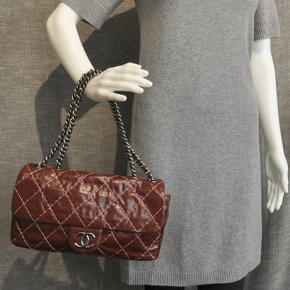Chanel Leather Double Stitch Flap Red 3 of 11