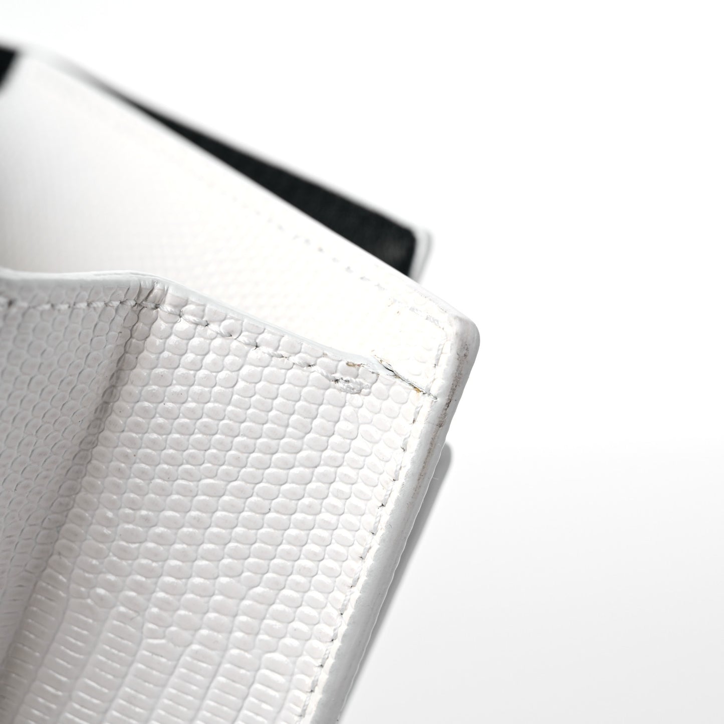Patent Calfskin Lizard Embossed XS Sharp Top Handle Bag White