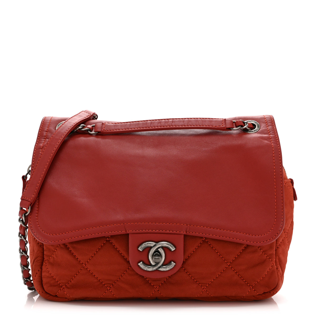 Iridescent Calfskin Medium In the Mix Flap Red