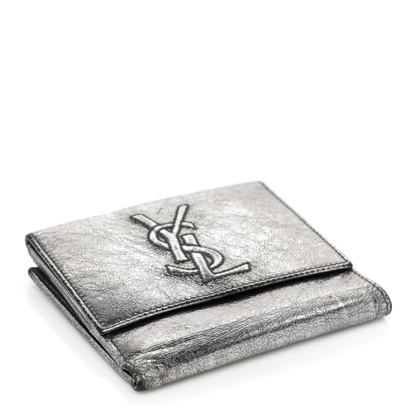 Metallic Goatskin Belle de Jour French Wallet Silver