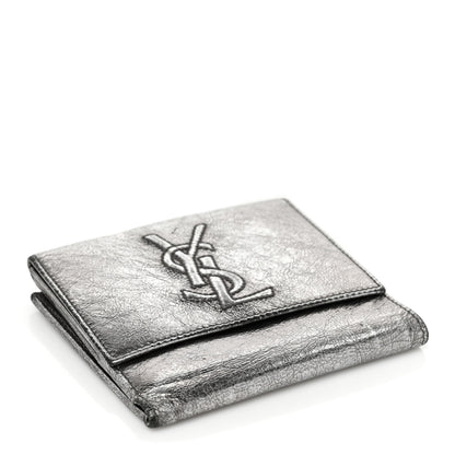Saint Laurent Metallic Goatskin Belle de Jour French Wallet Silver 4 of 10