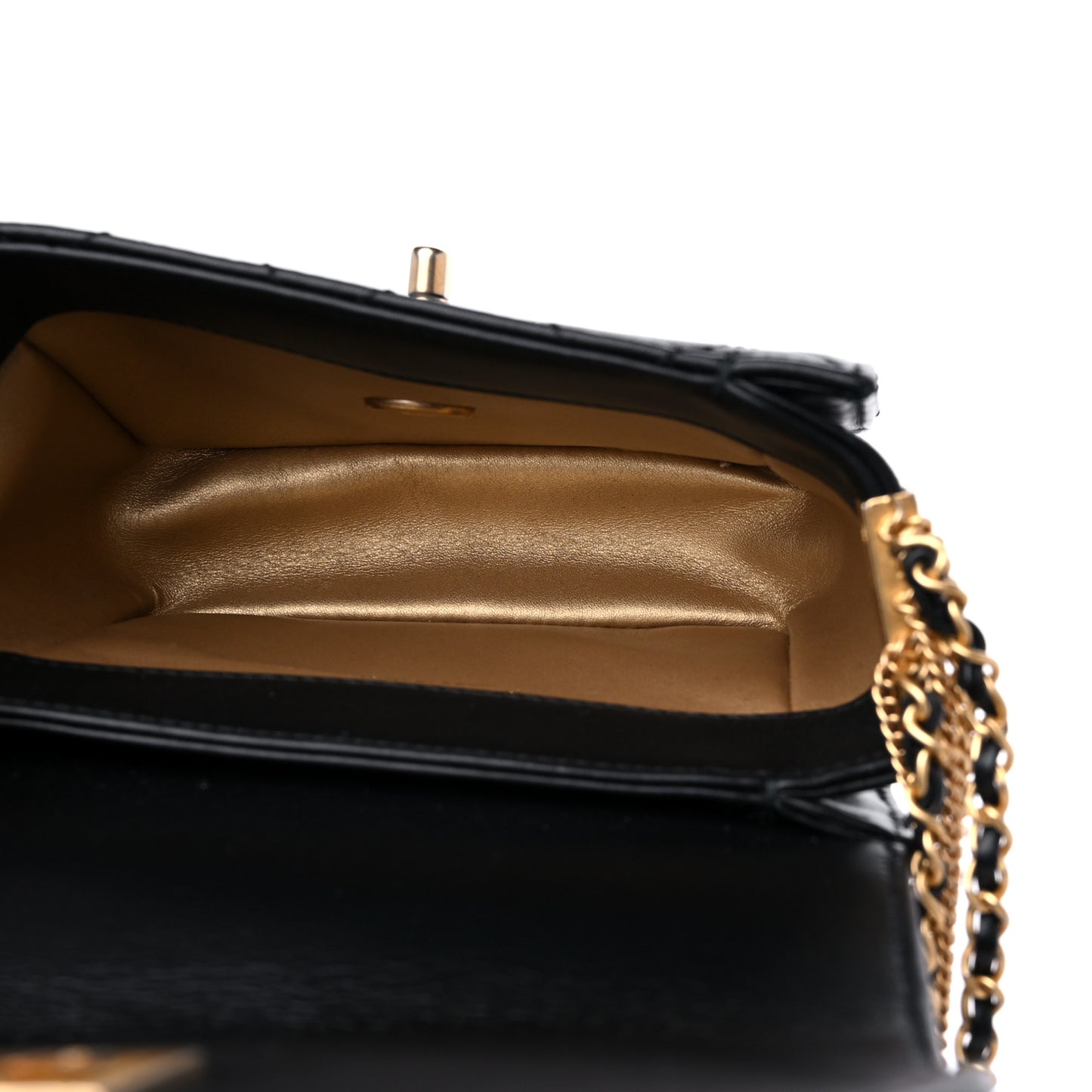 Lambskin Quilted Small Multiple Chain Flap Black