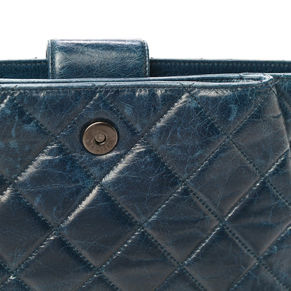 Chanel Aged Calfskin Quilted Zip Clutch Blue 16 of 24