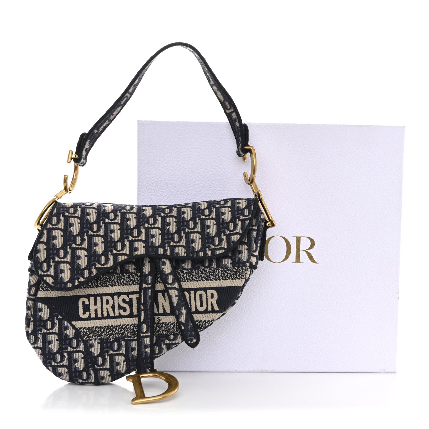 Christian Dior Oblique Embroidered Saddle Bag Blue 12 of 12
