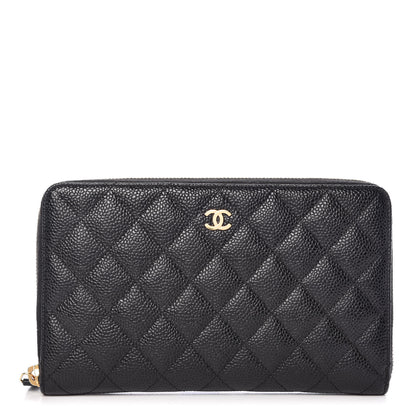 Chanel Caviar Quilted Large Zip Around Organizer Wallet Black 1 of 12