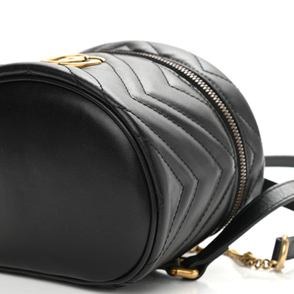 Gucci Calfskin Matelasse Mini GG Marmont Round Backpack Black 10 of 11