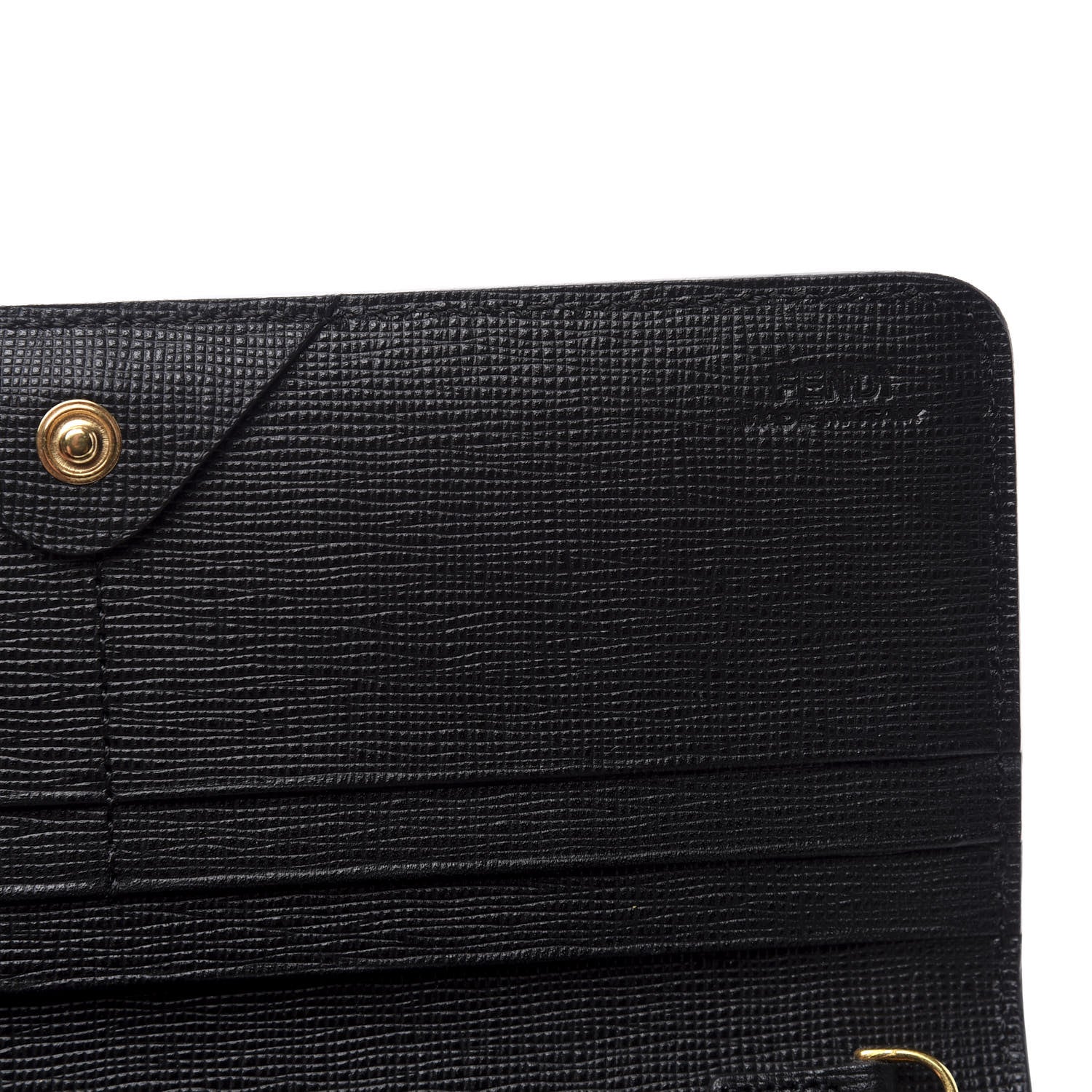 Fendi Vitello Elite Studded Monster Continental Wallet on Chain Black 8 of 12