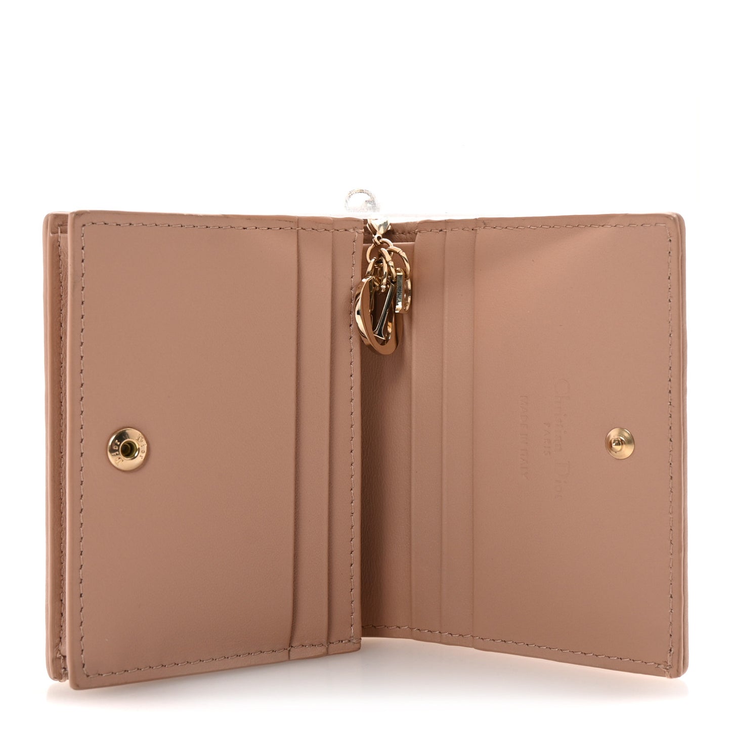 Calfskin Cannage Mini Lady Dior Wallet Fard