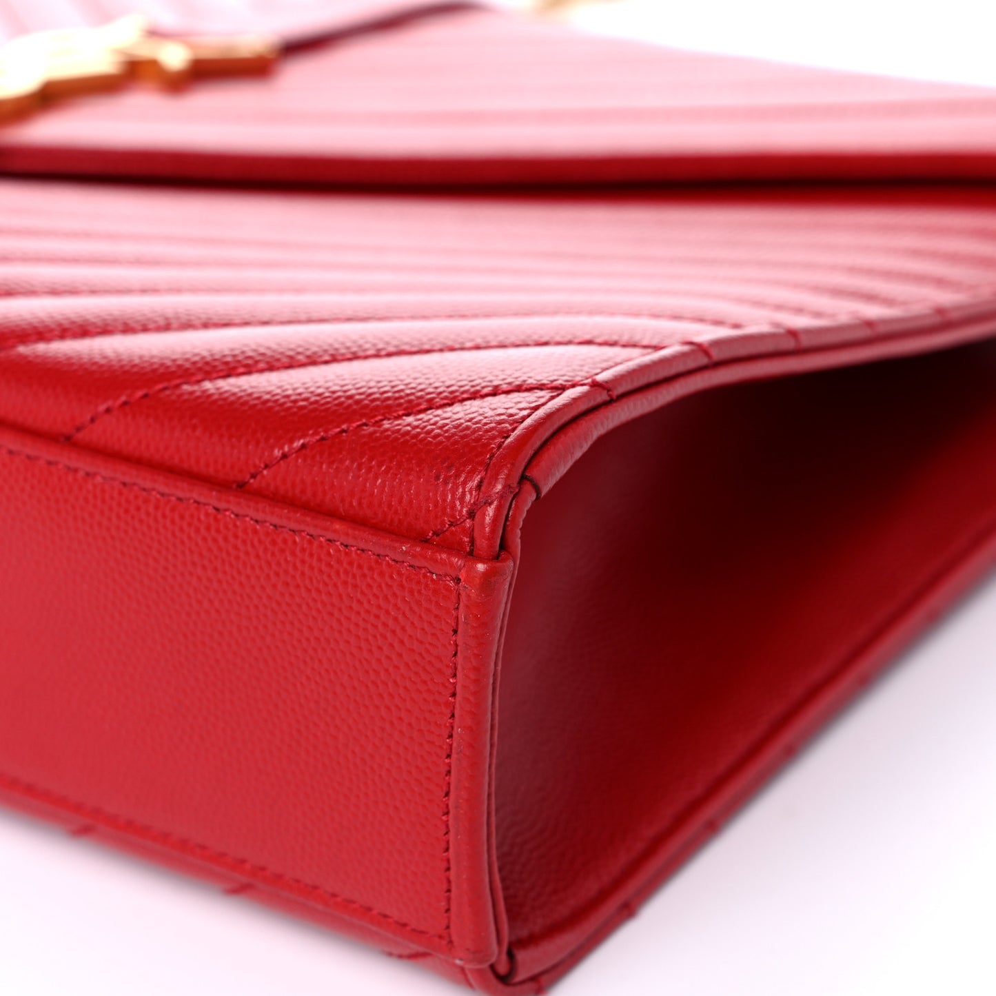 Grain De Poudre Matelasse Chevron Large Monogram Satchel Lipstick Red