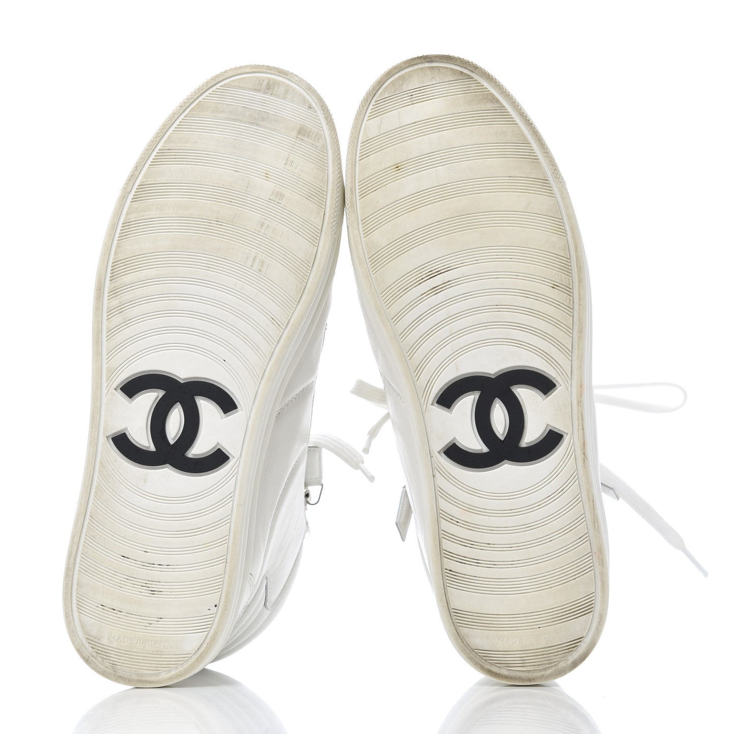 Calfskin High Top CC Sneakers 36 White