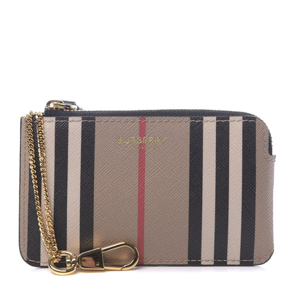 Burberry E-Canvas Calfskin Icon Stripe Zip Coin Case Archive Beige 1 of 6