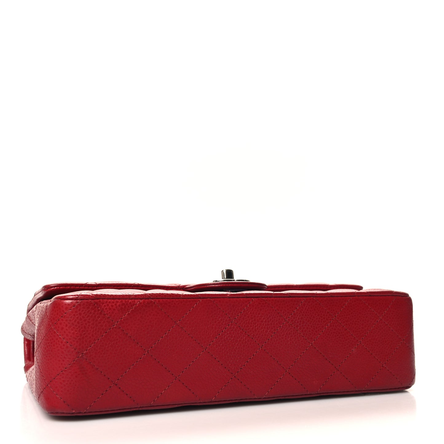 Caviar Quilted Medium Double Flap Dark Red