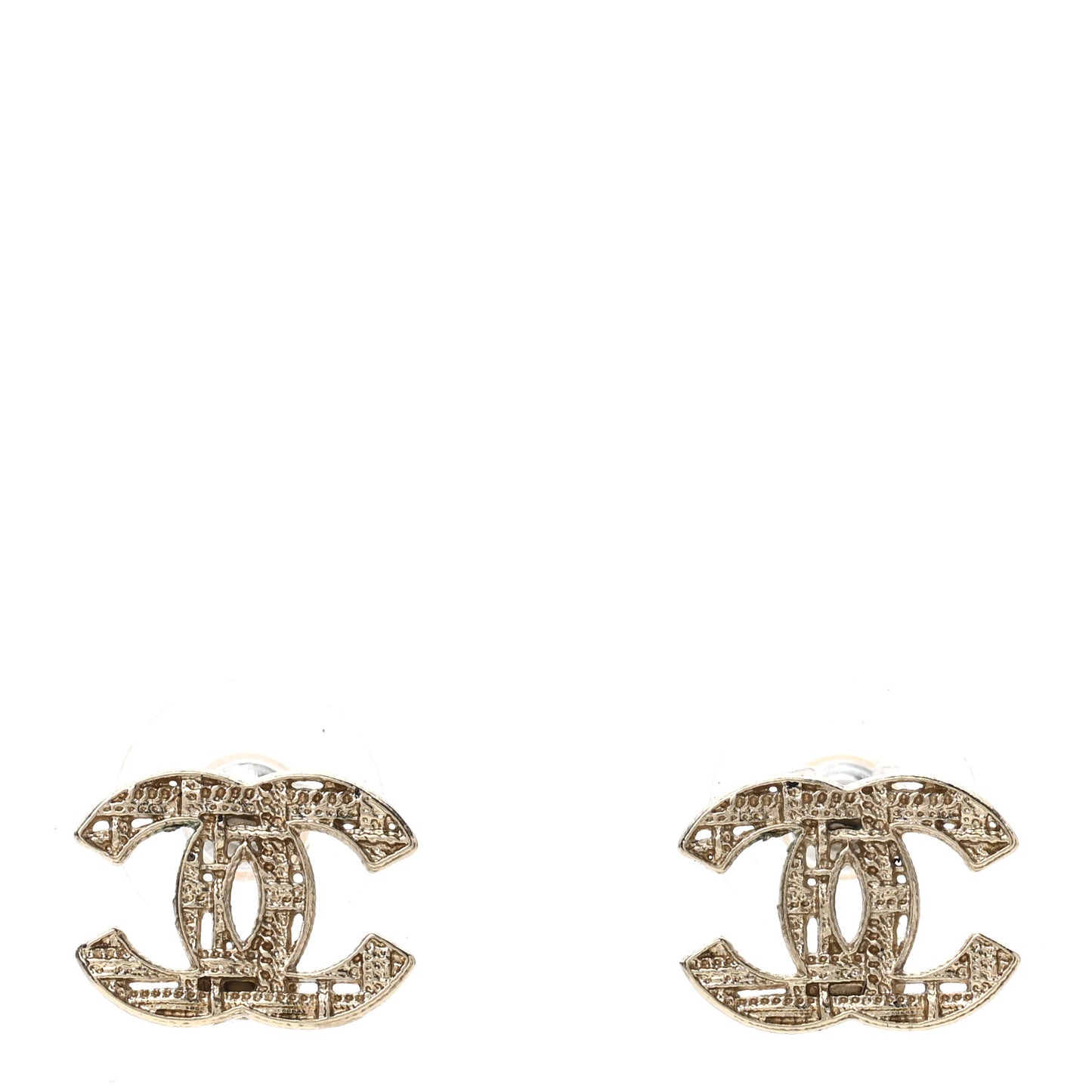 Tweed Effect CC Earrings Gold