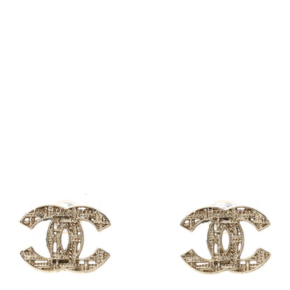 Chanel Tweed Effect CC Earrings Gold 1 of 4