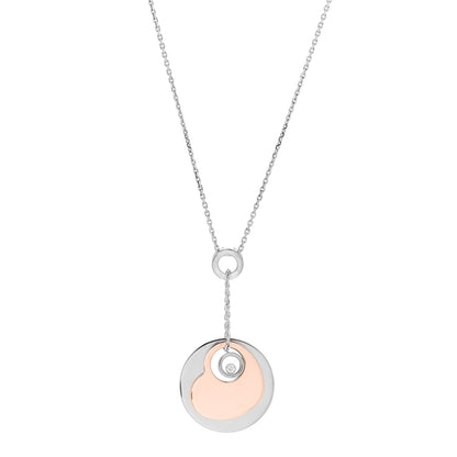 Chopard 18K White Rose Gold Happy Diamond Heart Drop Necklace 1 of 6