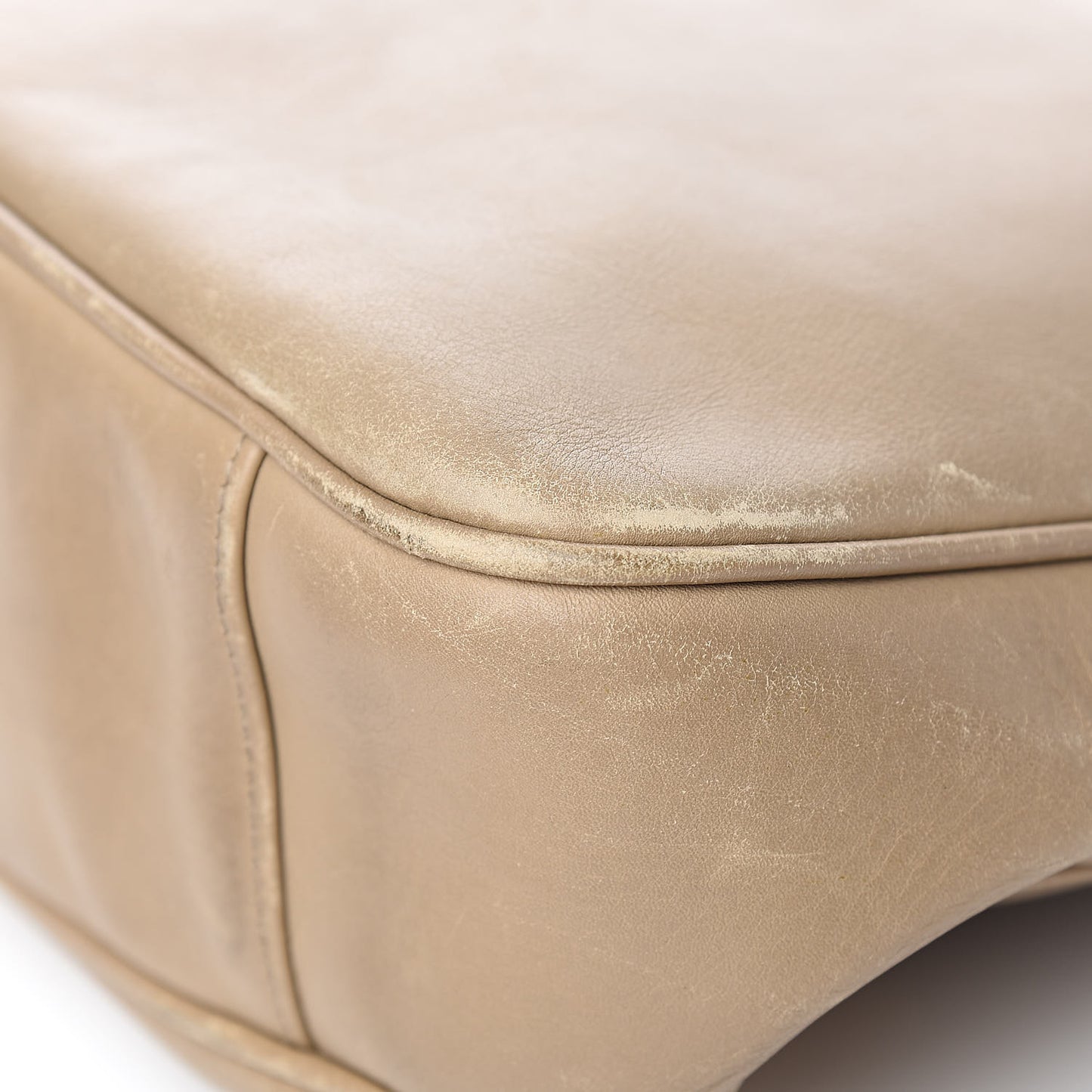 Calfskin Bamboo Top Handle Hobo Beige
