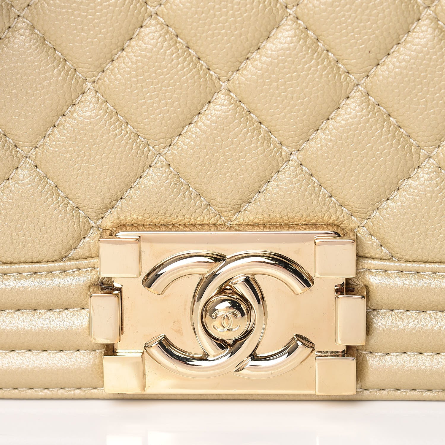 Chanel Pearly Caviar Quilted Medium Boy Flap Light Gold 13 of 13
