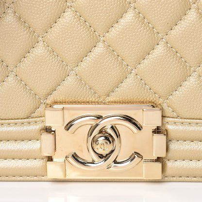 Chanel Pearly Caviar Quilted Medium Boy Flap Light Gold 13 of 13
