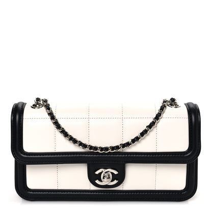 Chanel Lambskin Calfskin Small Chocolate Bar Flap Bag White Black 1 of 10
