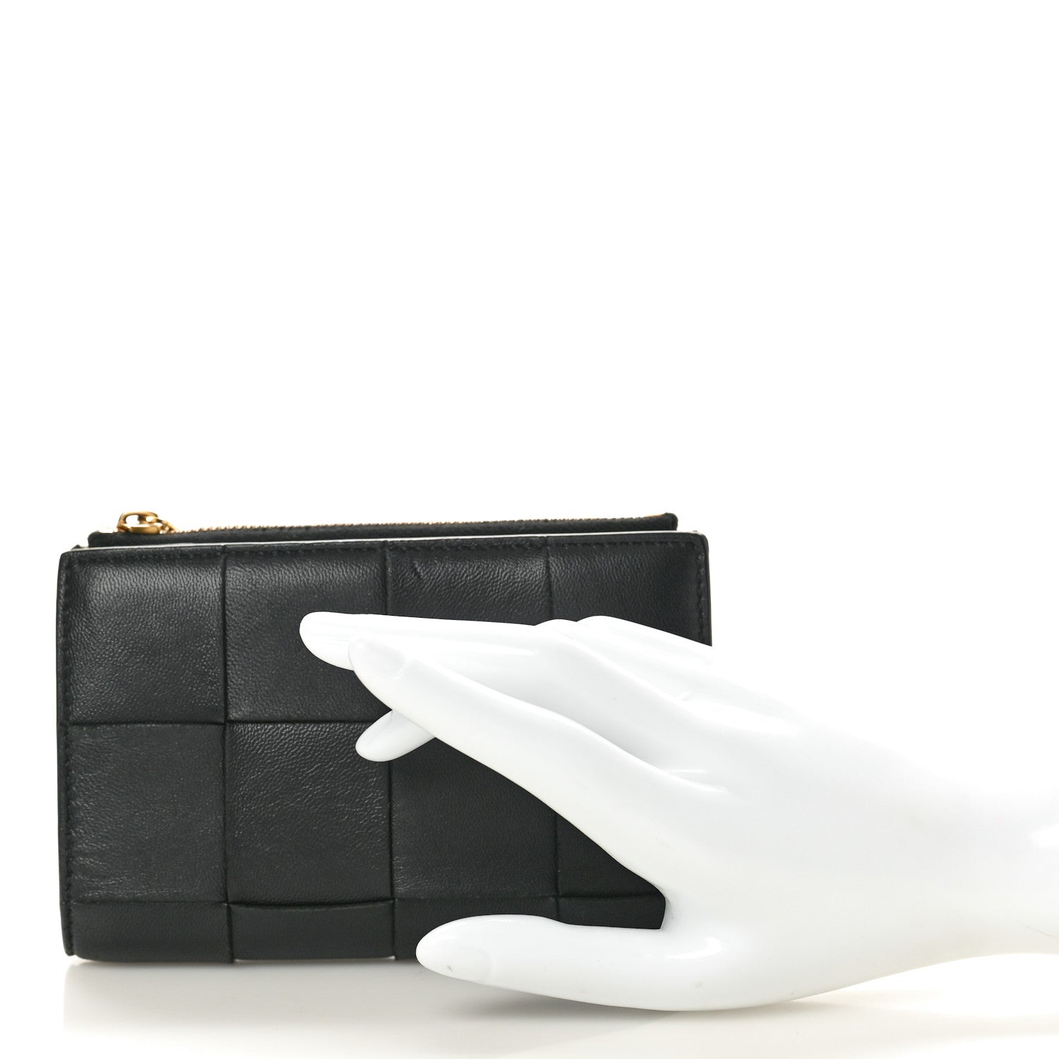 Bottega Veneta Nappa Maxi Intrecciato Medium Bi-Fold Zip Wallet Black 2 of 9