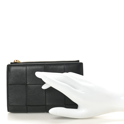 Bottega Veneta Nappa Maxi Intrecciato Medium Bi-Fold Zip Wallet Black 2 of 9