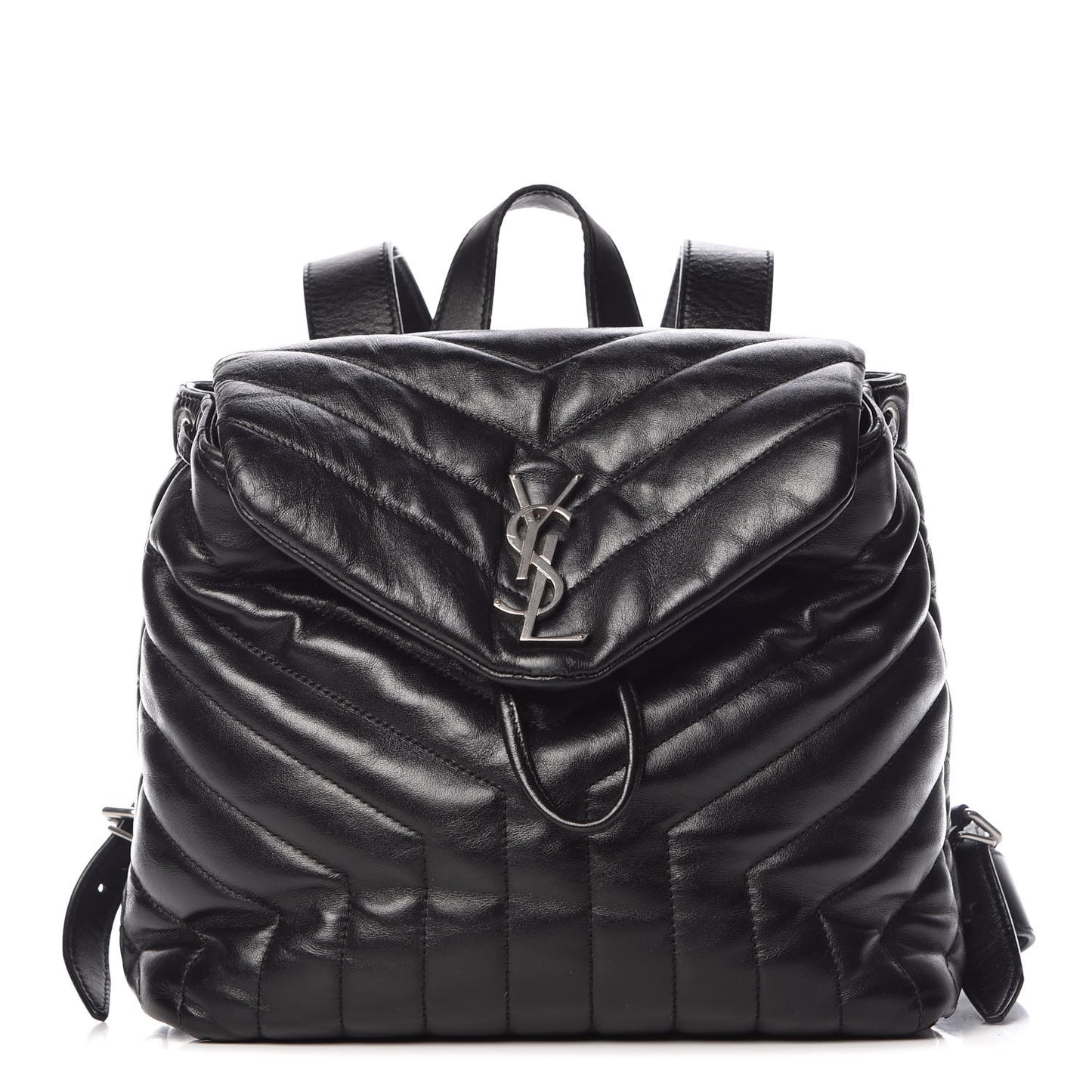 Calfskin Y Quilted Monogram Small Loulou Backpack Black