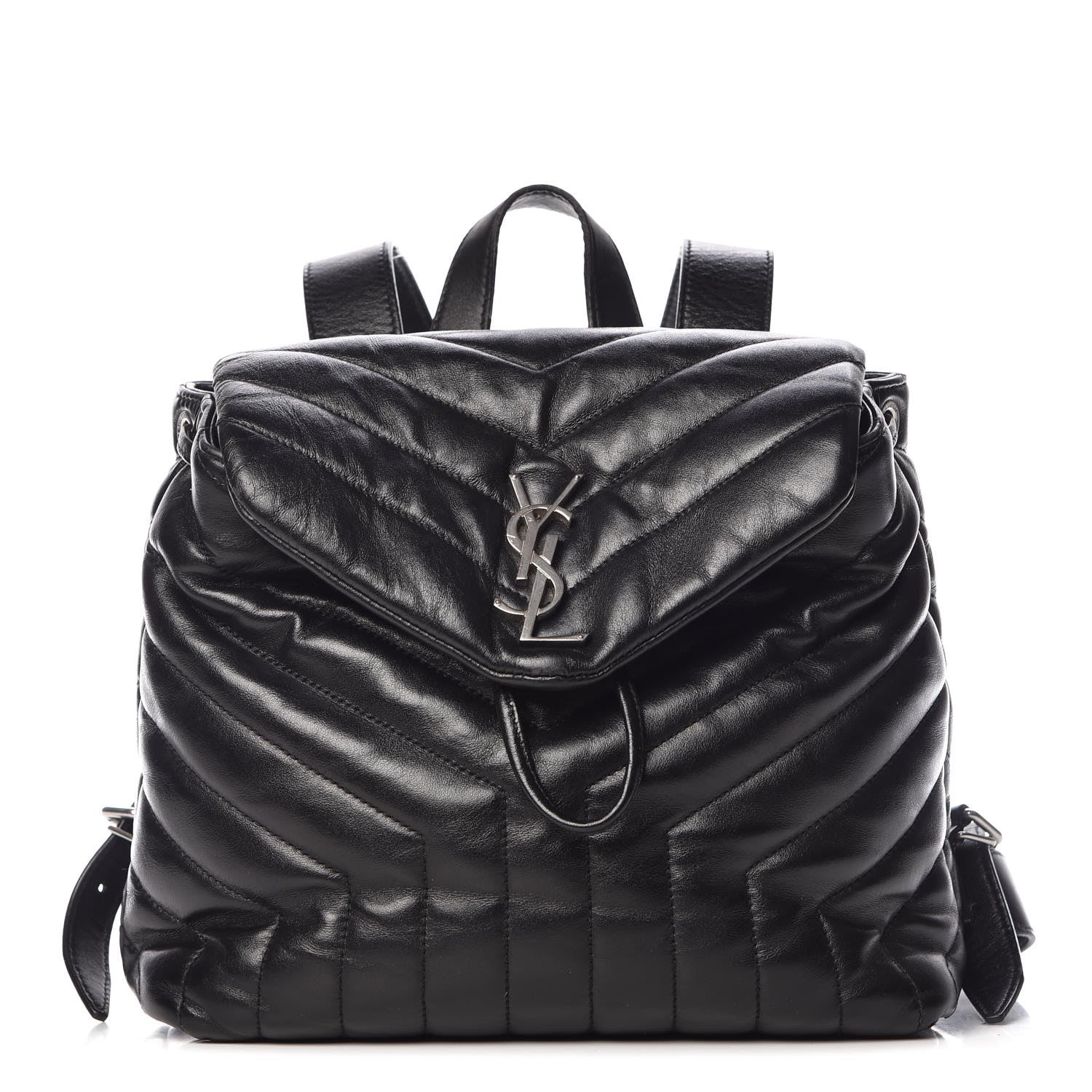 Saint Laurent Calfskin Y Quilted Monogram Small Loulou Backpack Black 1 of 13