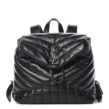 Saint Laurent Calfskin Y Quilted Monogram Small Loulou Backpack Black 1 of 13