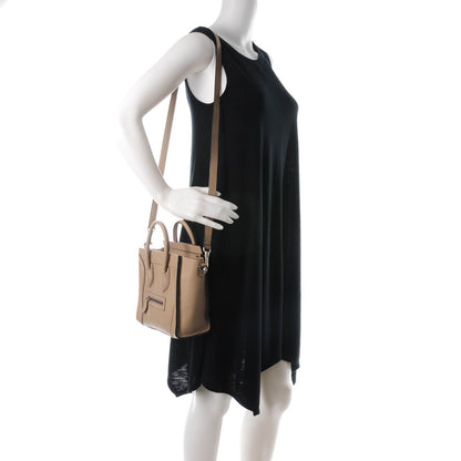 Celine Drummed Calfskin Nano Luggage Dune 2 of 7