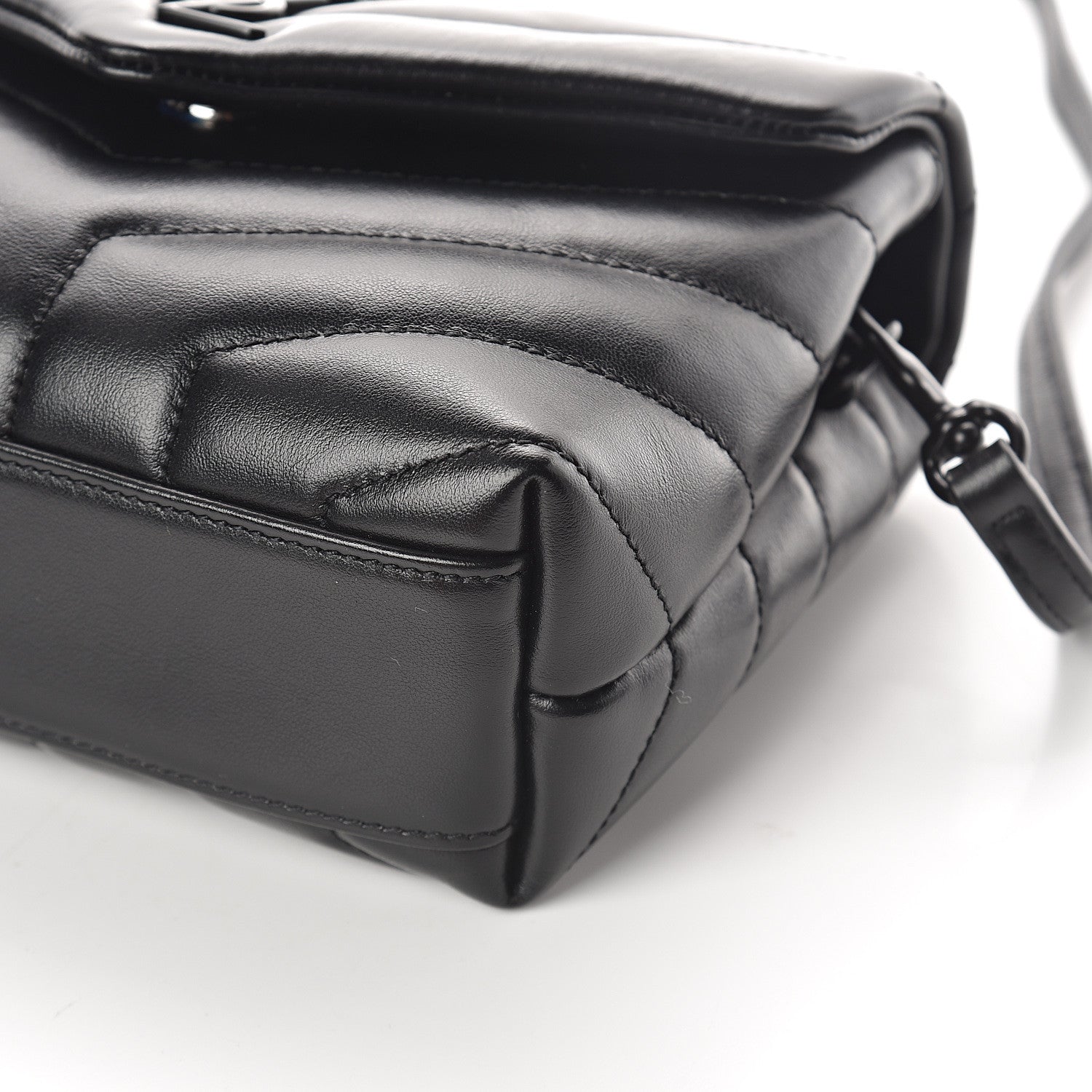Saint Laurent Calfskin Y Quilted Monogram Toy Loulou Crossbody Bag Black 8 of 9