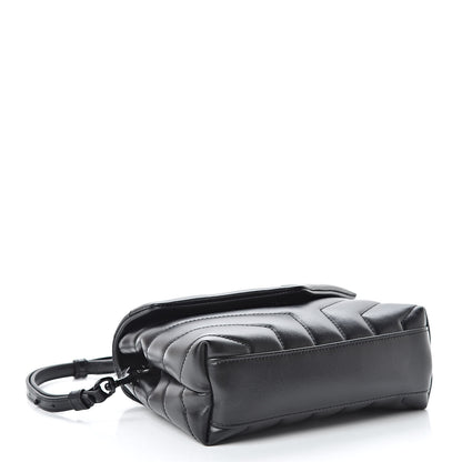 Saint Laurent Calfskin Y Quilted Monogram Toy Loulou Crossbody Bag Black 4 of 11