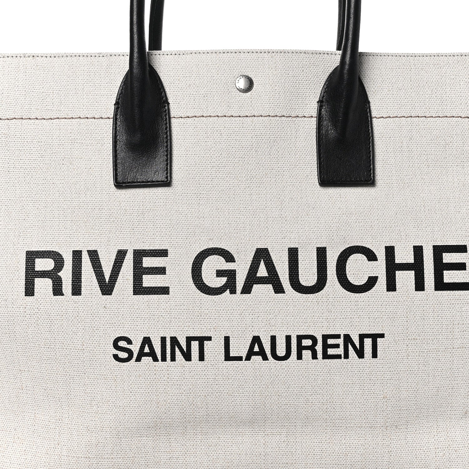 Saint Laurent Linen Calfskin Rive Gauche Tote Optic White 8 of 10