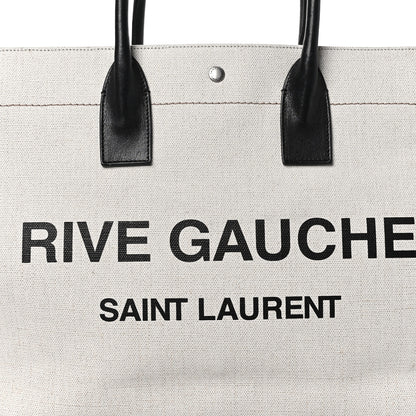 Saint Laurent Linen Calfskin Rive Gauche Tote Optic White 8 of 10