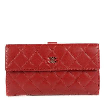 Chanel Lambskin Quilted Long Flap Wallet Red 1 of 9