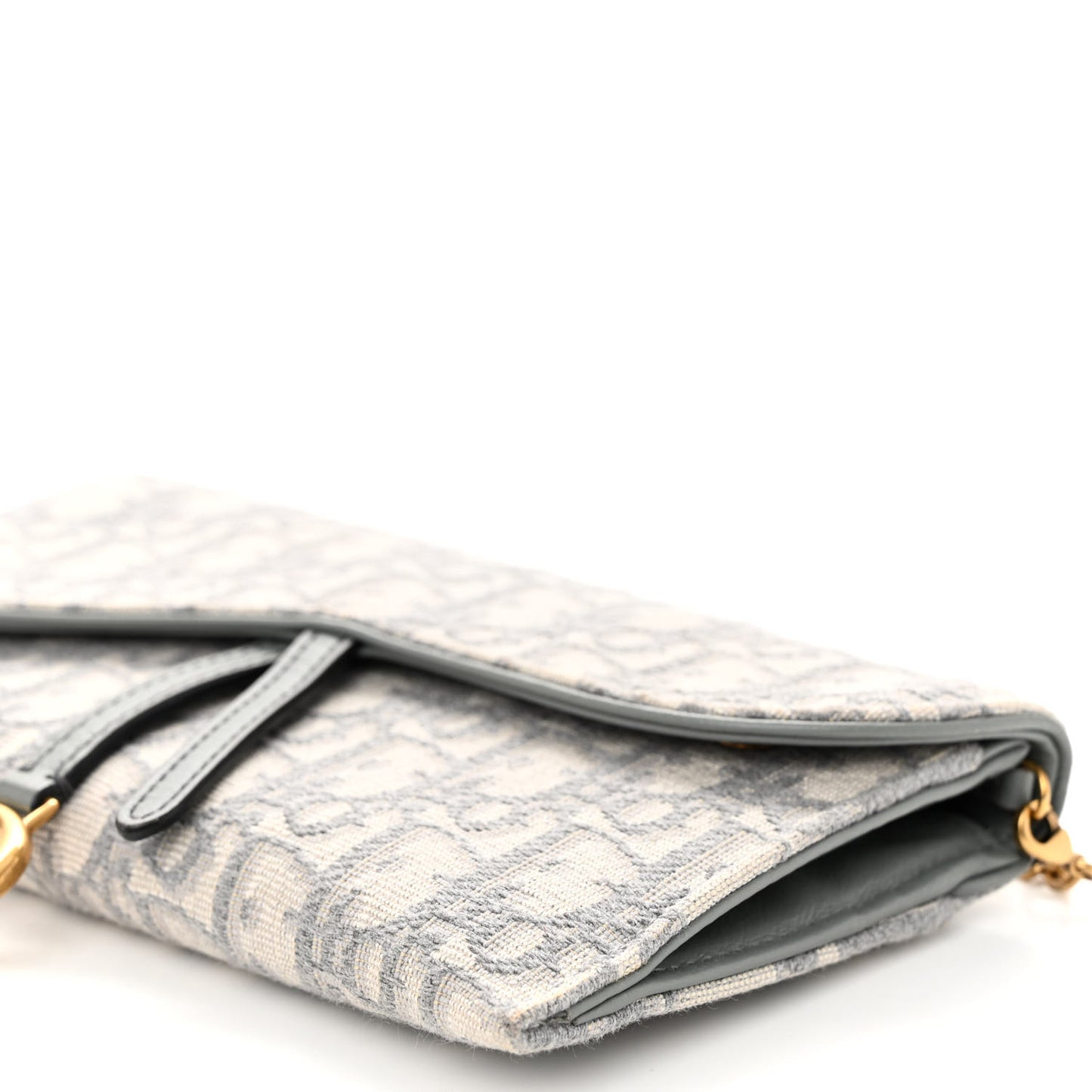Oblique Saddle Chain Long Wallet Grey