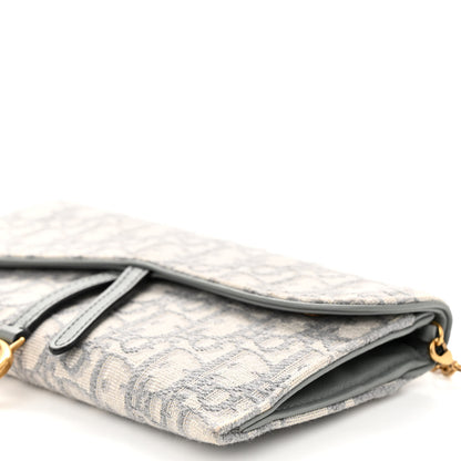 Christian Dior Oblique Saddle Chain Long Wallet Grey 9 of 10