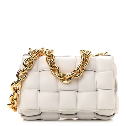 Bottega Veneta Lambskin Maxi Intreccio Padded Chain Cassette Crossbody Bag Chalk 1 of 12