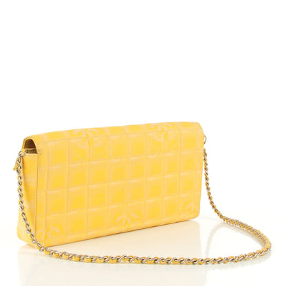 Chanel Nylon Quilted East West Travel Chocolate Bar Flap Yellow 3 of 9
