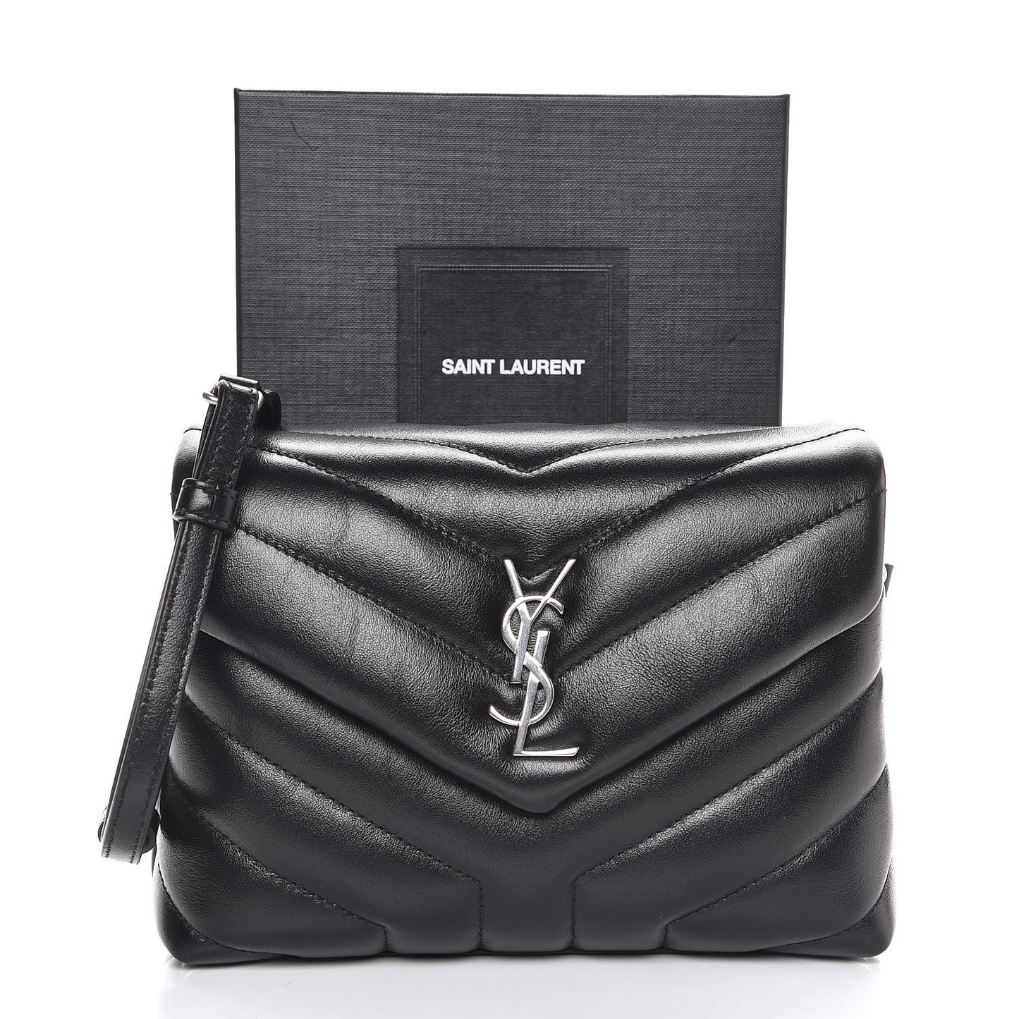 Calfskin Y Quilted Monogram Toy Loulou Crossbody Bag Black