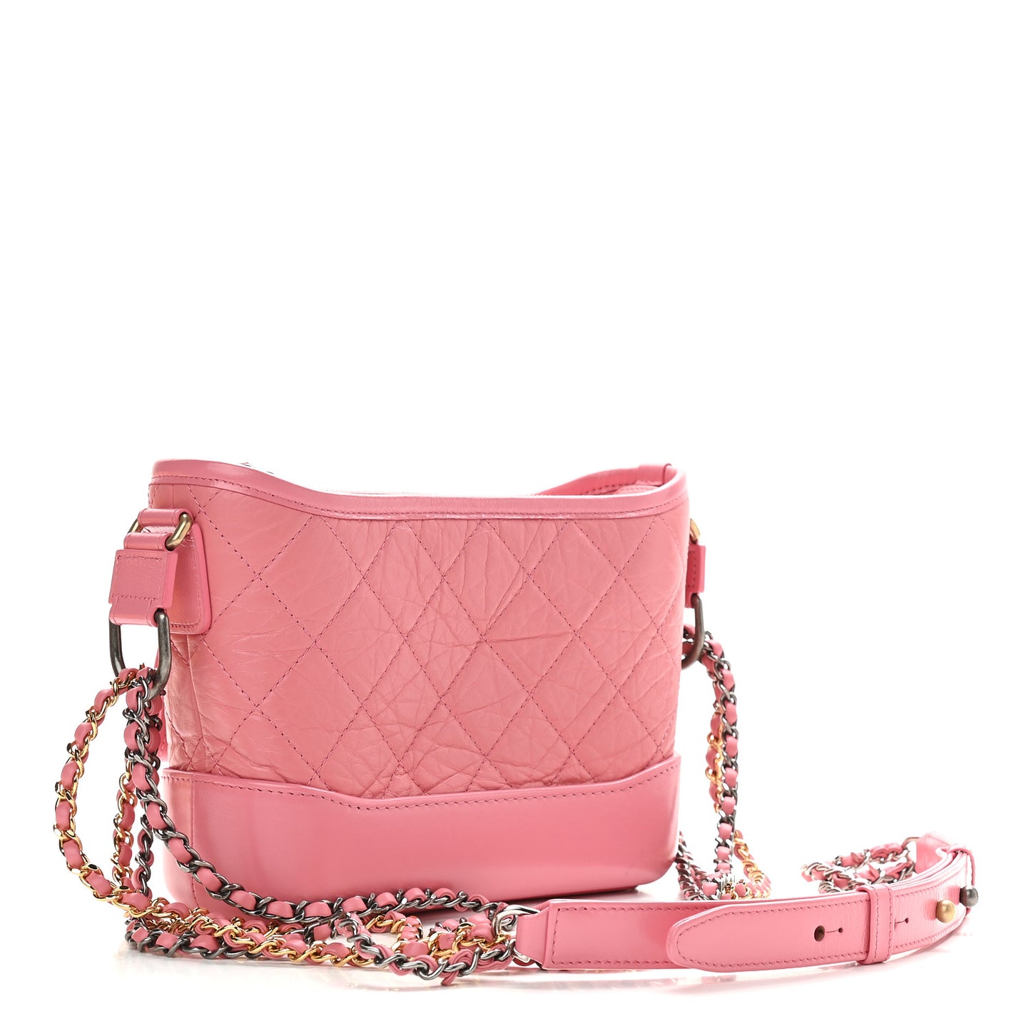 Aged Calfskin Quilted Small Gabrielle Hobo Rose