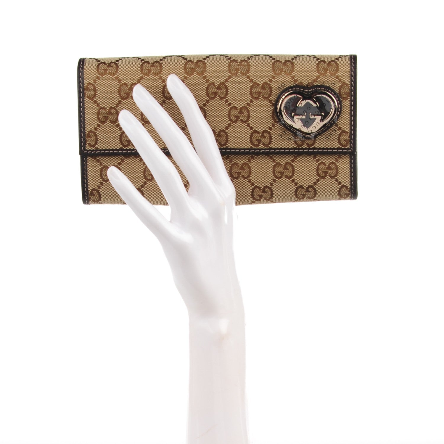 Gucci Monogram Lovely Heart Continental Wallet Brown 2 of 7