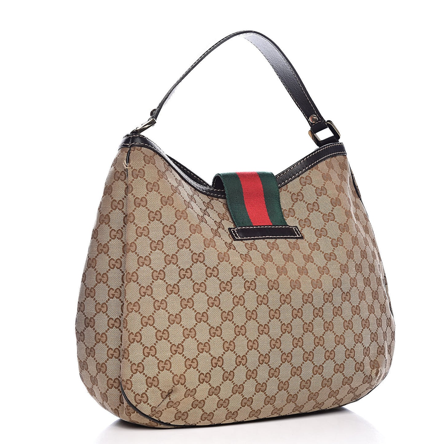 Monogram Large New Ladies Web Hobo Dark Brown