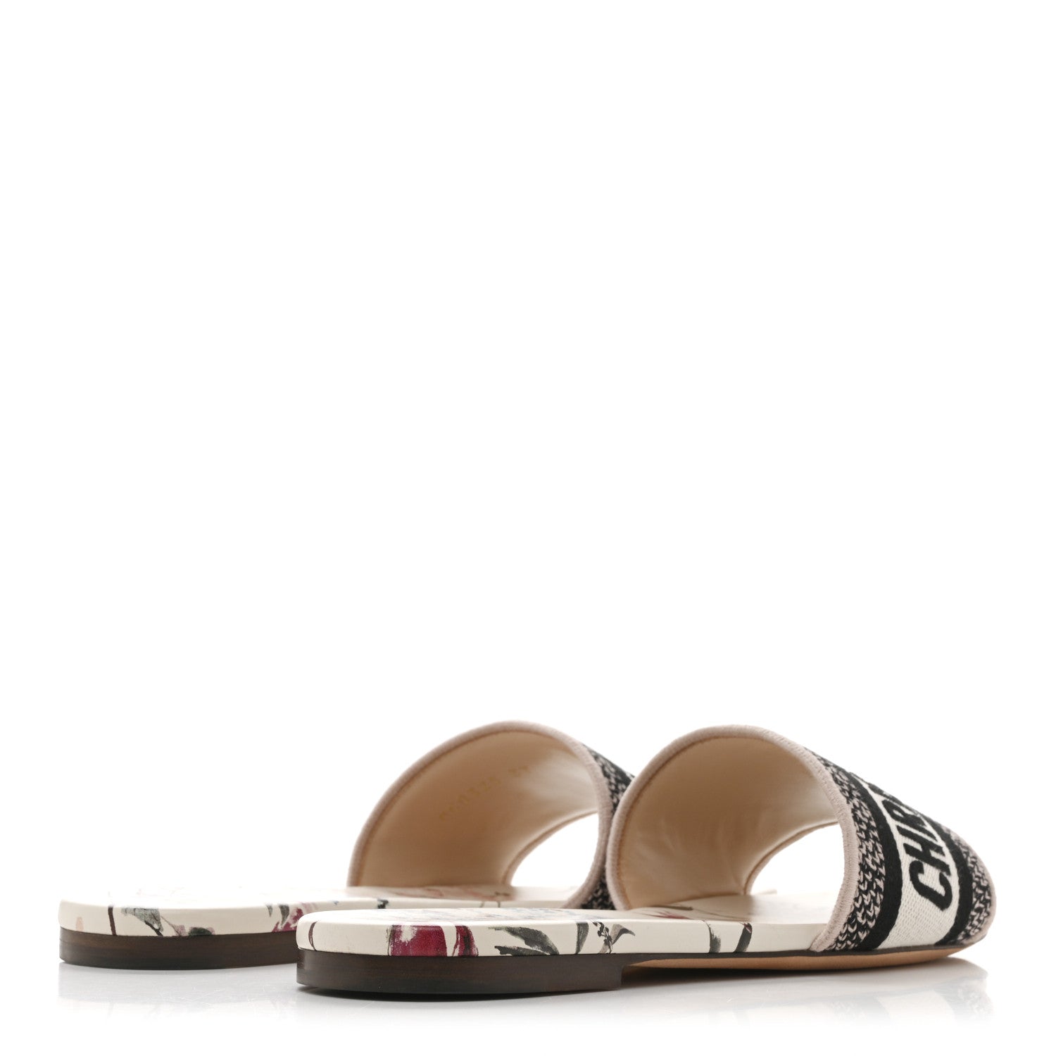 Christian Dior Canvas Millefiori Embroidered Dway Flat Slide Sandals 37 Nude White 5 of 10
