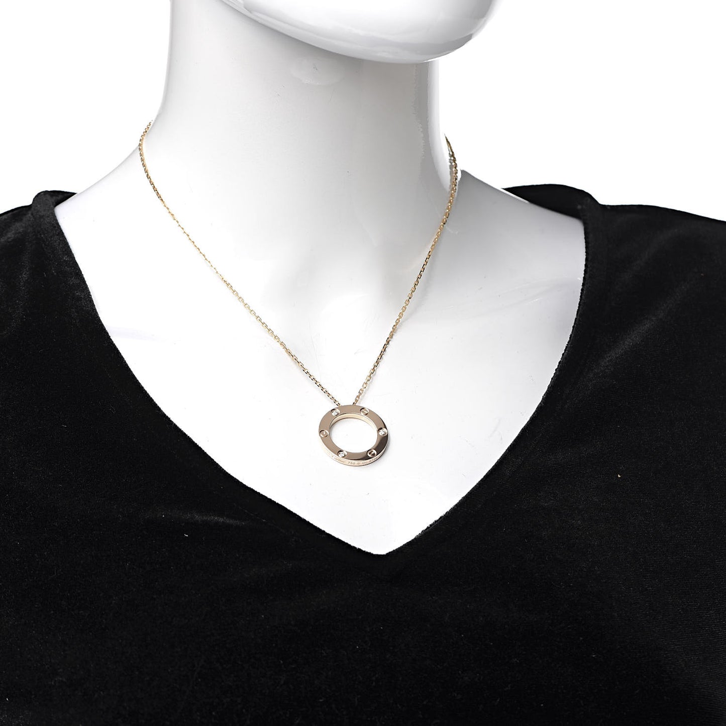 18K Pink Gold 3 Diamonds LOVE Pendant Necklace