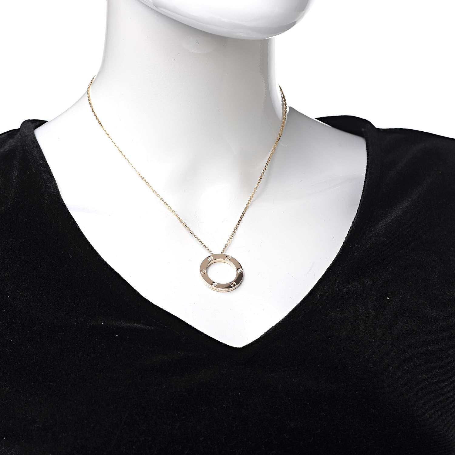 Cartier 18K Pink Gold 3 Diamonds LOVE Pendant Necklace 2 of 8